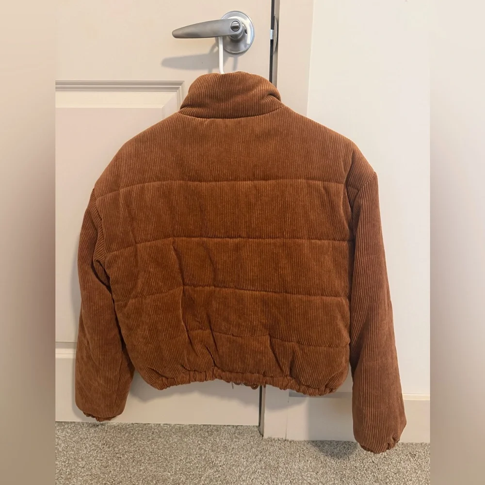 Ashley By 26 International Corduroy Puffer Jacket in Chestnut Brown - Picture 2 of 5